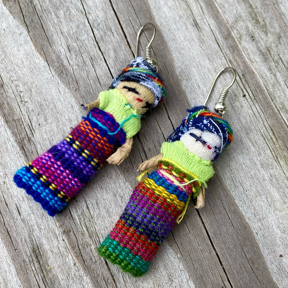 Guatemalan Worry doll Handmade earrings